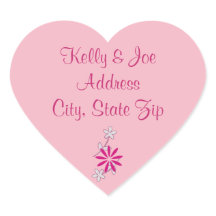 ピンクの花のウェディングフラワー返信住所シール