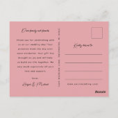 ピンクの花のウェディング写真お礼メッセージ ポストカード (裏面)