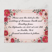 ピンクの花のウェディング・セーブ・ザ・デート