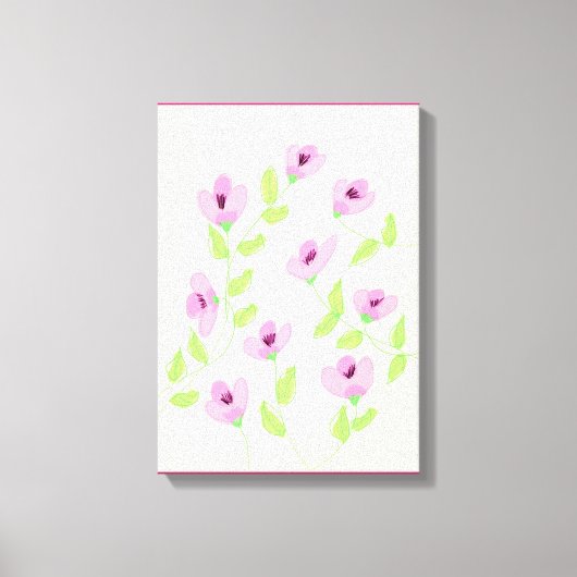 ピンクの花のウォールアートいくつかのサイズオプション キャンバスプリント (正面)