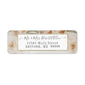 ピンクの花のエレガントなゴールドスクリプト植物学の結婚式 ラベル (正面)