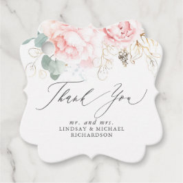 ピンクの花のエレガントな感謝タグ フェイバータグ