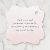 ピンクの花のエレガントな感謝タグ フェイバータグ (裏面)