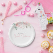 ピンクの花のエレガントな植物のブライダルシャワー ペーパープレート (パーティー)