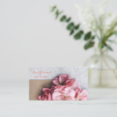 ピンクの花のオシャレな名刺 名刺 (スタンド正面)