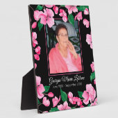 ピンクの花のオリジナル追悼記念品 フォトプラーク (側面)