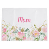 ピンクの花のオーダーメイドMom ラージペーパーバッグ (正面)