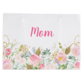 ピンクの花のオーダーメイドMom ラージペーパーバッグ (裏面)