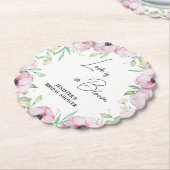 ピンクの花のカサゴ ブライダルシャワー ペーパーコースター (アングル)