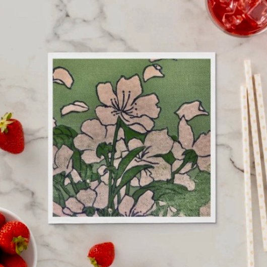 ピンクの花のカスケードペーパーナプキン スタンダードランチョンナプキン