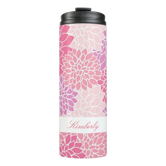 ピンクの花のカスタムな熱タンブラー タンブラー (正面)