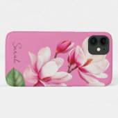 ピンクの花のカスタムネームフラワーアート Case-Mate iPhoneケース (裏面(横))
