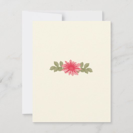 ピンクの花のカスタム受付カード 招待状 (裏面)