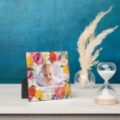 ピンクの花のカスタム水彩画 新生児 女の子 フォト フォトプラーク (インサイチュ)