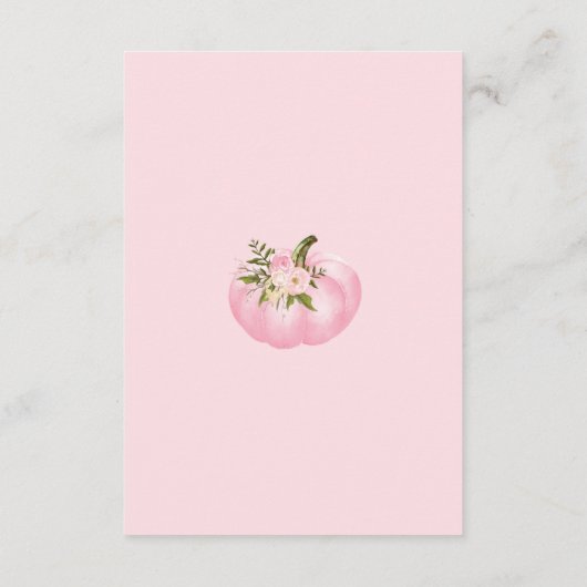 ピンクの花のカボチャはブックカードの秋のベビーを連れて来ます エンクロージャーカード (裏面)