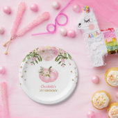 ピンクの花のカボチャ第1最初誕生日7"プレート ペーパープレート (パーティー)