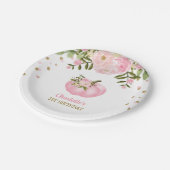 ピンクの花のカボチャ第1最初誕生日7"プレート ペーパープレート (アングル)