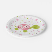 ピンクの花のカメのパーティーのプレート ペーパープレート (アングル)