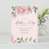 ピンクの花のカリグラフィー スクリプト 母の日ブランチ 招待状 (スタンド正面)