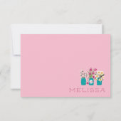 ピンクの花のカートに合うメイソンジャー サンキューカード (裏面)