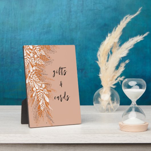 ピンクの花のカード＆ギフト テーブルサイン プレート フォトプラーク (側面)