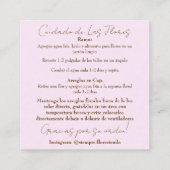 ピンクの花のカ気にード スクエア名刺 (裏面)