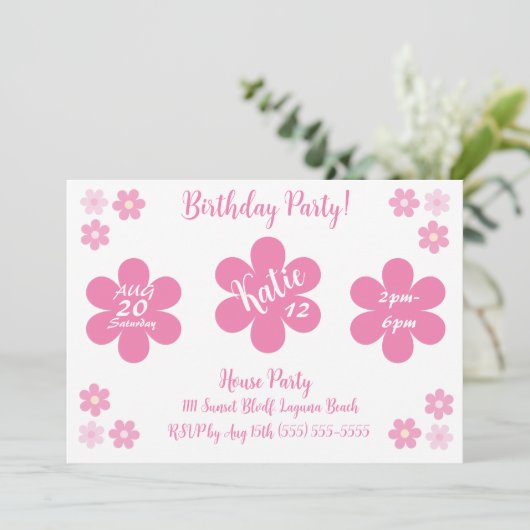 ピンクの花のガラス – 招待状 (スタンド正面)