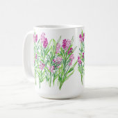 ピンクの花のガーデンデザインマグ コーヒーマグカップ (正面左)