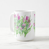 ピンクの花のガーデンデザインマグ コーヒーマグカップ (正面左)