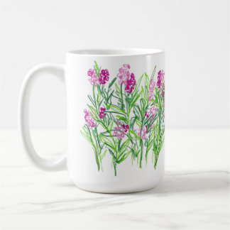 ピンクの花のガーデンデザインマグ コーヒーマグカップ