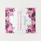 ピンクの花のキンセアニエラの写真用背景 タペストリー (正面(横))