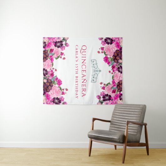 ピンクの花のキンセアニエラ写真用背景 タペストリー (インサイチュ(横))