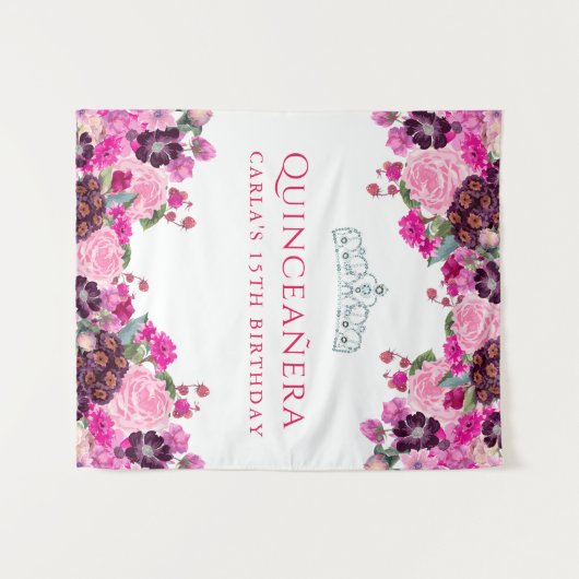 ピンクの花のキンセアニエラ写真用背景 タペストリー (正面(横))