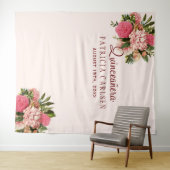 ピンクの花のキンセアニエラ フォトブースの背景 タペストリー (インサイチュ(横))