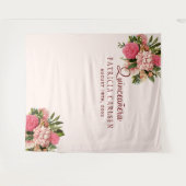 ピンクの花のキンセアニエラ フォトブースの背景 タペストリー (正面(横))