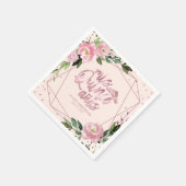 ピンクの花のキンセアネーラ スタンダードカクテルナプキン (角)