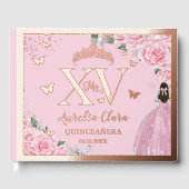 ピンクの花のキンセañera（15歳の誕生日）XV ローズゴールド ゲストブック (正面)