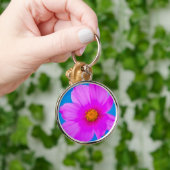 ピンクの花のキーチェーン キーホルダー (手)