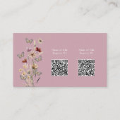 ピンクの花のギフト登録リスト ベビーシャワー エンクロージャーカード (裏面)
