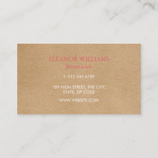 ピンクの花のクエレガントラ素朴フト 名刺 (裏面)