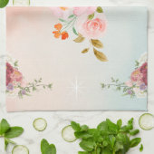 ピンクの花のグラフィックアート、華やかに咲く花々 キッチンタオル (折り畳み)