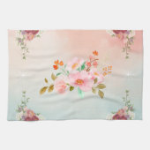 ピンクの花のグラフィックアート、華やかに咲く花々 キッチンタオル (横)