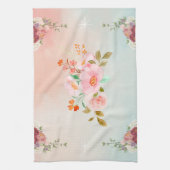ピンクの花のグラフィックアート、華やかに咲く花々 キッチンタオル (縦)