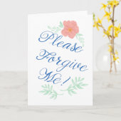 ピンクの花のグリーティングカードをお許し空白の下さい カード (黄色い花)