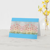 ピンクの花のグリーティングカードデラックス カード (黄色い花)