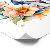 ピンクの花のグレー子猫 ポスター (角)