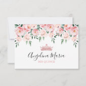 ピンクの花のケンセネーラQRコードRSVP 出欠カード (裏面)