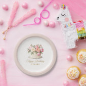 ピンクの花のケーキ スタイリッシュな誕生日パーティー ペーパープレート (パーティー)