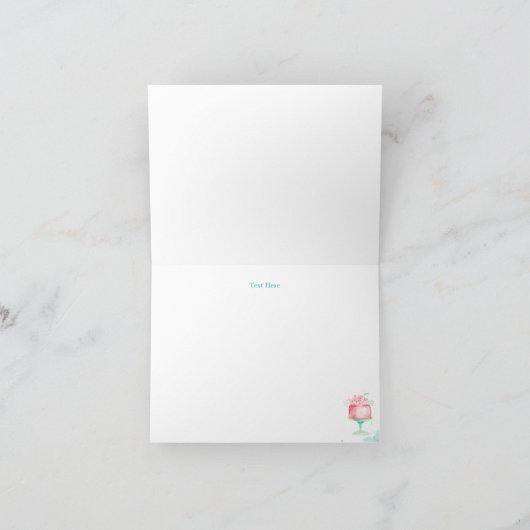 ピンクの花のケーキ ブライダルシャワーの感謝カード サンキューカード (内部)