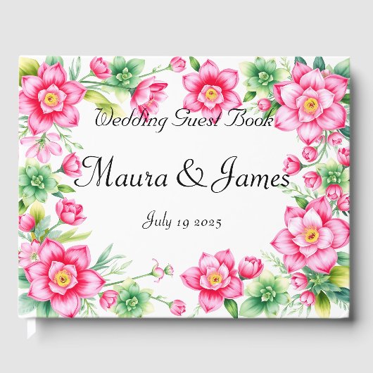 ピンクの花のゲストブック ゲストブック (正面)